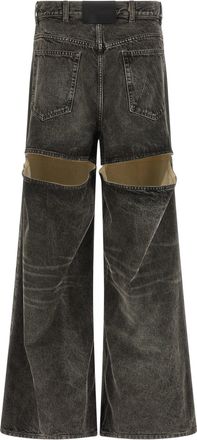 The Attico Cut-Out Stonewashed Denim Jeans - Grey