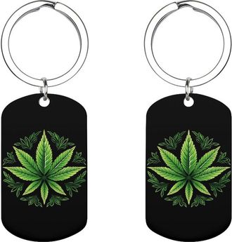Generic Weed Leaf Metal Keychain Personalized Key Chain Holder Durable Key Tags Mini Pendant for Men Women