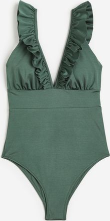 H&M Badeanzug mit wattierten Cups - Khakigr&uuml;n