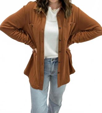Panache Super Soft Plaid Button Up Top In Rust