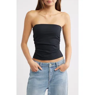 PacSun Ophelia Ruched Tube Top in Black at Nordstrom, Size Xx-Small