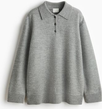 H&M Polopullover aus Wolle - Grau