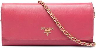 Prada Pre-owned Wallet on Chain - Dames - Vintage Mini Tas - Roze - ONE Size - Leer - Vintage