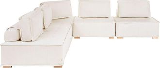 Beliani 5 Seater Right-Hand Modular Corner Sofa Off-White Fabric Upholstery Wooden Legs L-Shaped Living Room Modern TIBRO
