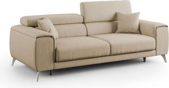 Divani.Store Fusion Sof&aacute; Con Asientos Deslizantes En Tela Suave Antimanchas 215 Cm Beige