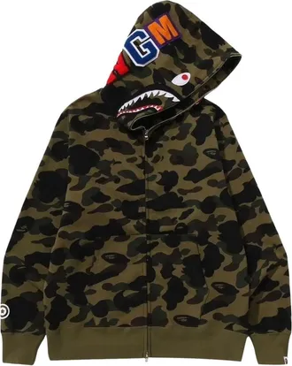 A Bathing Ape Camo Shark Full Zip Hoodie Green 1M30115007-GREEN