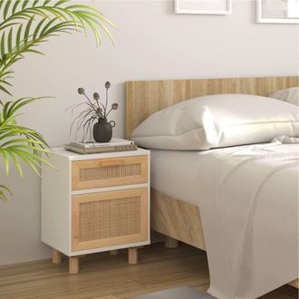 Berkfield Home Decorative Bedside Cabinets 2 pcs White Solid Wood Pine & Natur