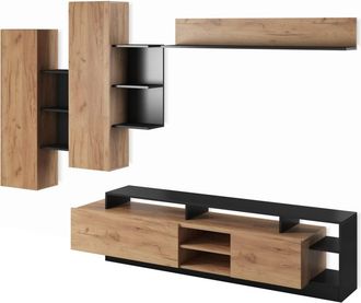 Oresteluchetta Mueble de sal&oacute;n roble dorado antracita 172x260x44 cm