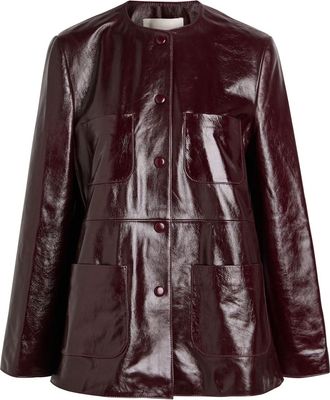 Liberowe Moreen Patent Leather Jacket - Burgundy - S (UK8-10 / S)