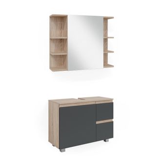 Vicco Conjunto De Muebles De Ba&ntilde;o J-shape, Sonoma, 2 Partes
