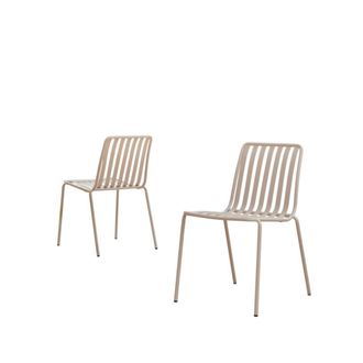 Tikamoon Silla de jard&iacute;n de metal color crema