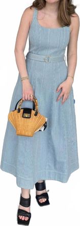 Karina Grimaldi Lilliana Midi Dress In Striped Denim