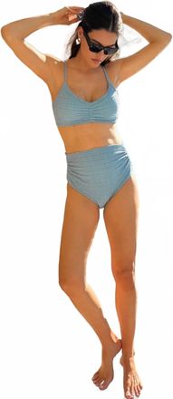 Hatch The Zanzibar Maternity Bikini In Blue Mini Gingham