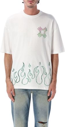 Amiri MA Quad Flames Hand-Drawn Graphic Cotton Oversized T-Shirt