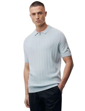 Genti Poloshirt met rits Genti lichtblauw normale fit
