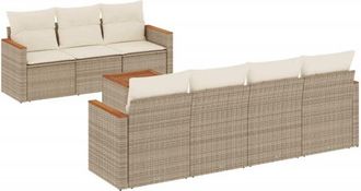 vidaXL Vidaxl - Juego De Sof&aacute;s De Jard&iacute;n Con Cojines Beige 8 Pzas Rat&aacute;n Pe