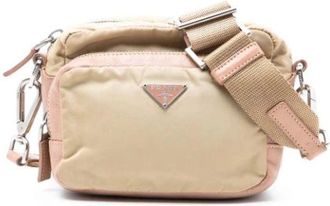 Prada Pre-owned Cross Body Bags, female, Beige, Size: ONE SIZE Pre-owned Nylon Shoulder Bag