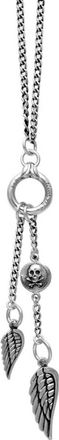 King Baby Studio Womens Fine Curb Necklace With Sliver Ring And Wing Drops In Silver
