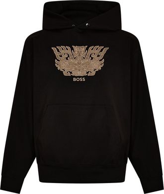 HUGO BOSS Mens Hooded Neck Long Sleeve Sweatshirt in Black - Size Large