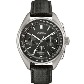 Bulova Lunar Pilot Mens Black Watch 96B251 Leather - One Size