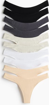 H&M 10er-Pack Baumwolltangas - Hellgelb/Dunkelgrau