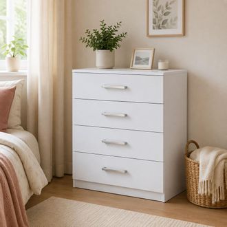 Dmora Comoda Laga, 4 Cajones, Apertura Deslizante, Cierre Deslizante, 83x43x97h Cm Blanca