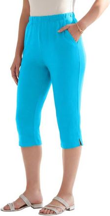 Roaman's Plus Size Soft Knit Relaxed Pull On Capri Pant in Ocean at Nordstrom, Size 5X