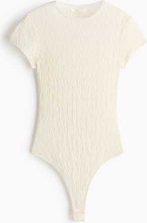 H&M Stringbody aus Jersey im Spitzenlook - Cremefarben