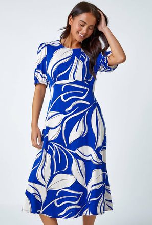 Roman Leaf Stretch Midi Dress