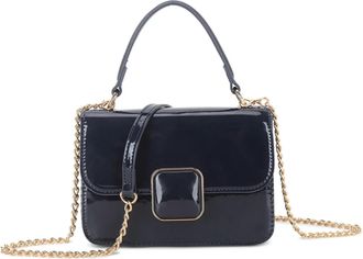 Generic Evening Clutch Purse, Patent Leather, Gold Chain Strap, Hard Case (Black)