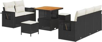 vidaXL Vidaxl - Garden Sofa Set Height-Adjustable 8 pcs Black Poly Rattan