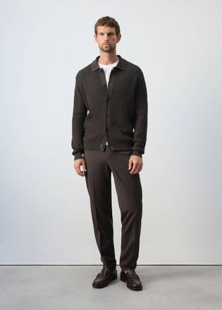 Mango Cardigan maglia testurizzato cioccolato - Uomo - XXL - MANGO MAN