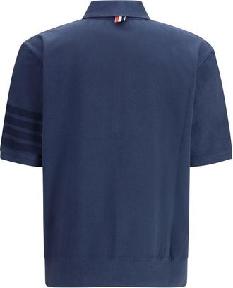Thom Browne Mens Blue Cotton Polo Shirt