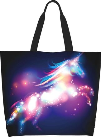 Generic Colorful Stylish Horse Sea Star Shopper Bag Durable Shopping Bag Foldable Shoulder Bags For Picnic Work Daily Use