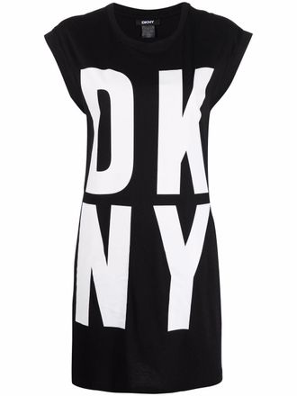 DKNY longline logo-print vest top - women - Cotton/Modal - L - Black