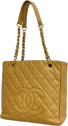 Chanel Beige Grained Calfskin Tote Bag (Pre-Owned)