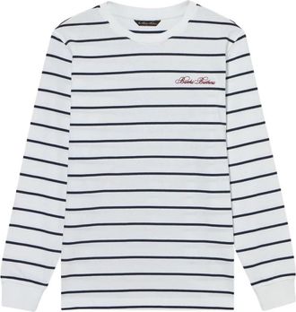 Brooks Brothers Gestreept katoenen T-shirt met logo - Heren - Longsleeves - Blauw - S - Katoen - Tops