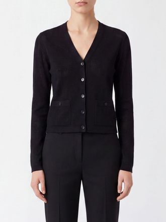 Tory Burch Cardigan in misto viscosa a coste con scollo a V e vestibilit&agrave; slim