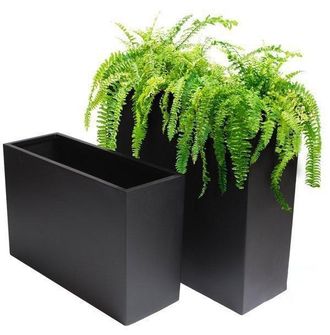 PRIMROSE Fibreglass Tall Outdoor Trough Planter Plant Pot in Matt Black 90cm