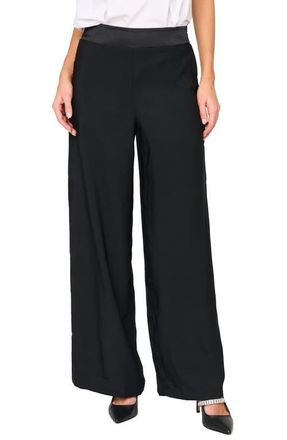 Gibsonlook Solstice Wide Leg Satin Pants in Black at Nordstrom, Size Xx-Small