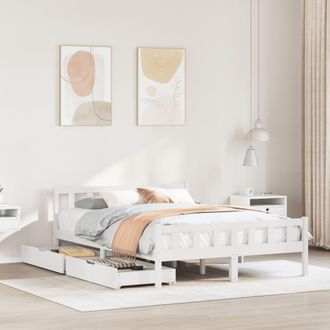 Berkfield Home Bed Frame without Mattress White 150x200 cm King Size Solid Wood Pine