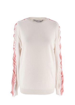 Stella McCartney Beige Contrast Sleeve Wool Sweater Size XS