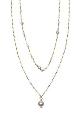 Argento Vivo Faux Pearl & Bead Chain Necklace in Gold at Nordstrom