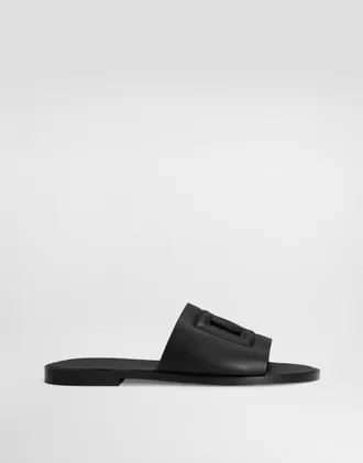 Dolce & Gabbana Calfskin Slide - Man Sandals And Slides Black 43.5