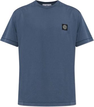 Stone Island Logo T-shirt - Heren - T-shirts - Blauw - L - Katoen - Tops