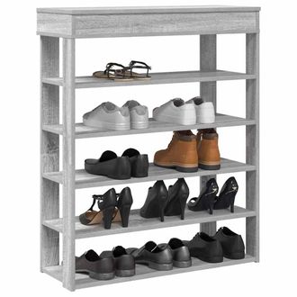 Berkfield Home Shoe Rack Grey Sonoma 80x30x98 cm Engineered Wood | Size: 80 x 30 x 98 cm