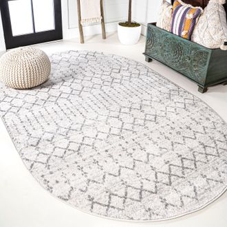 Jonathan Y Designs Moroccan HYPE Boho Vintage Diamond Black/Ivory 8 Round Area Rug
