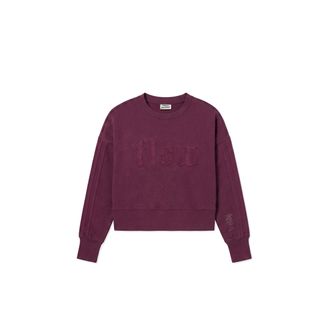 Freddy Felpa Girocollo Cropped Oversize Donna in Cotone Delav&eacute;