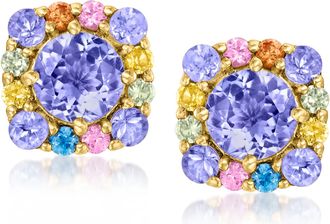 Ross-Simons Tanzanite and. Multicolored Sapphire Earrings in 18kt Gold Over Sterling