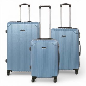 Infinity Leather Unisex Hard Shell Blue ABS 8 Wheels Luggage Travel Cabin Suitcase - Size Medium